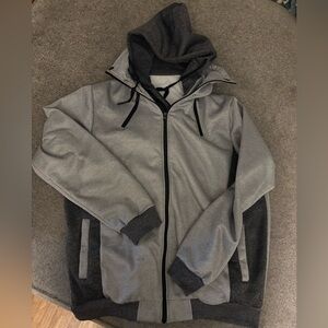 Gray and Black Zip-Up Hoodie